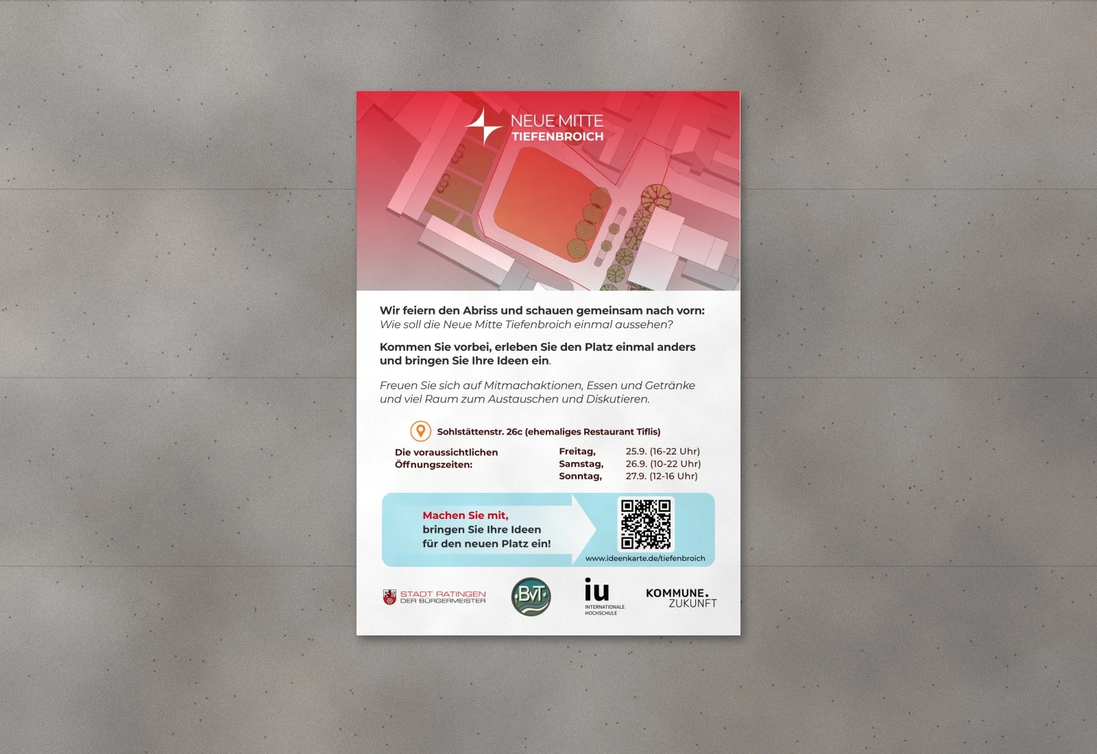 Event poster on a concrete wall