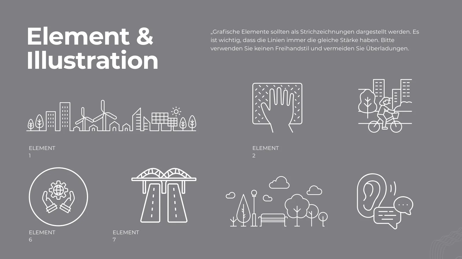 Elements and line illustrations